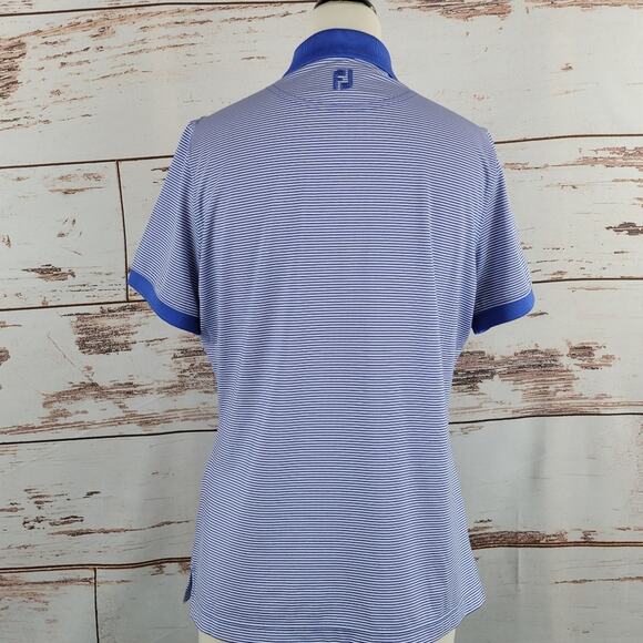 FootJoy Women's Performance Polo Blue Striped Size Medium - Picture 2 of 7